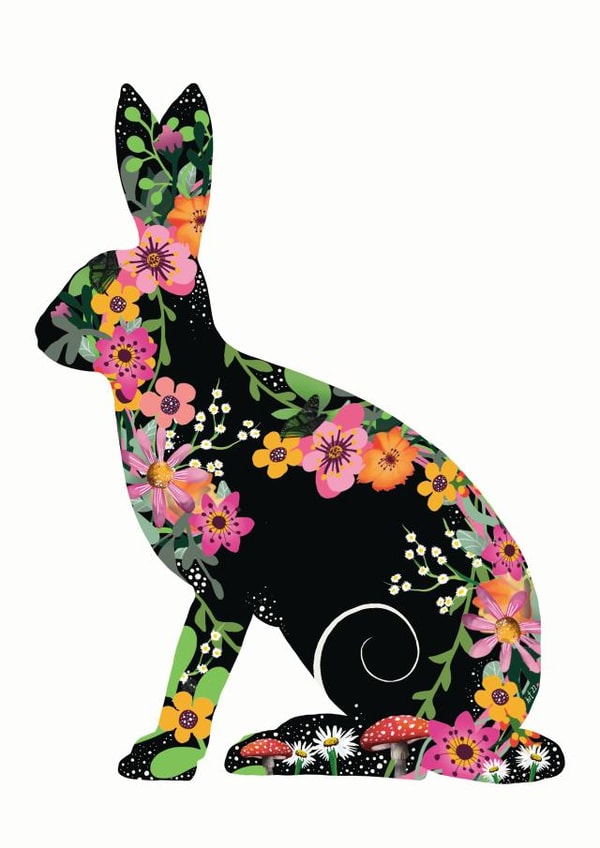 Pretty Floral Hare Card created by HelenFaerieArt