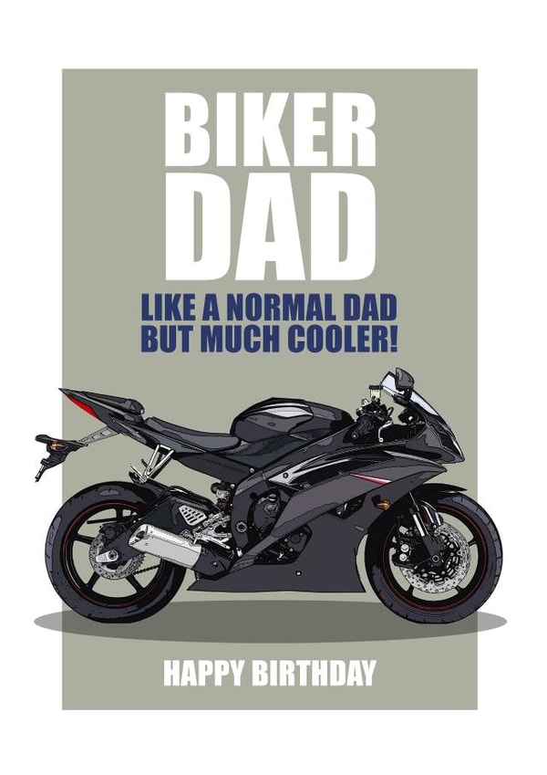 BIKER DAD Motorbike Birthday Card. created by RetroMotion Artwork