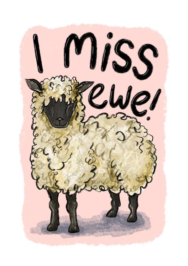 I miss you funny sheep card created by Alexia Claire