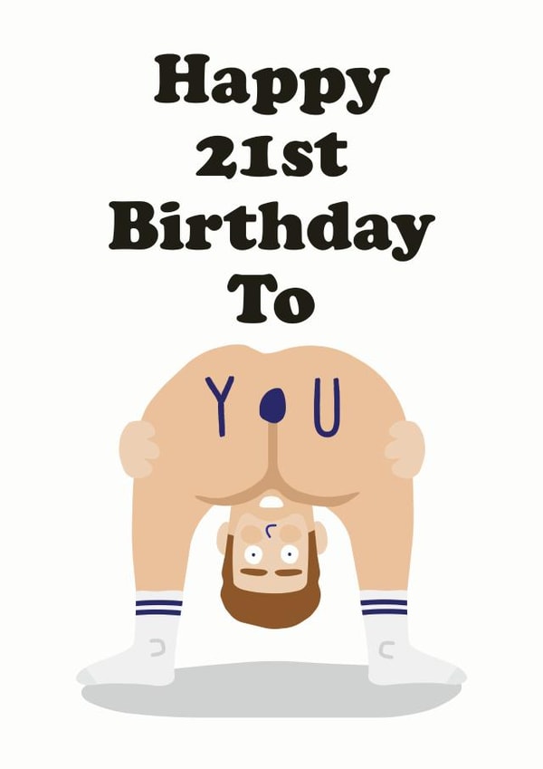 Cheeky bum 21st birthday card for him created by Studio Boketto