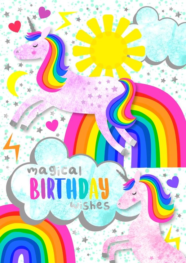 Kids Magical Unicorn Rainbow Birthday Card created by Colour Pop Prints