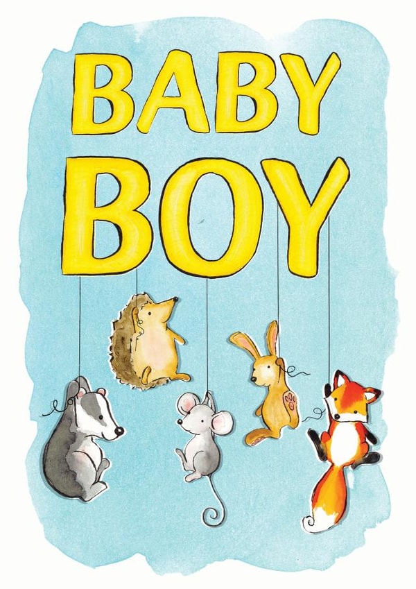 Cute baby boy woodland animals card created by Alexia Claire