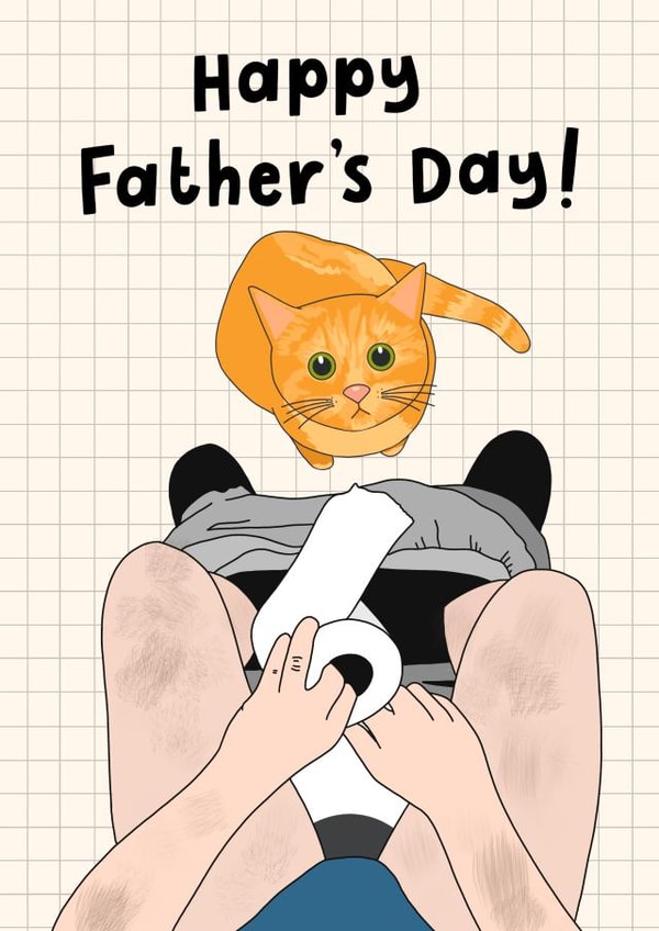 Funny Toilet Fathers Day Card - Dad - Cat - Happy Father's Day! created by Sweary Cats by Leaf Lane Studio