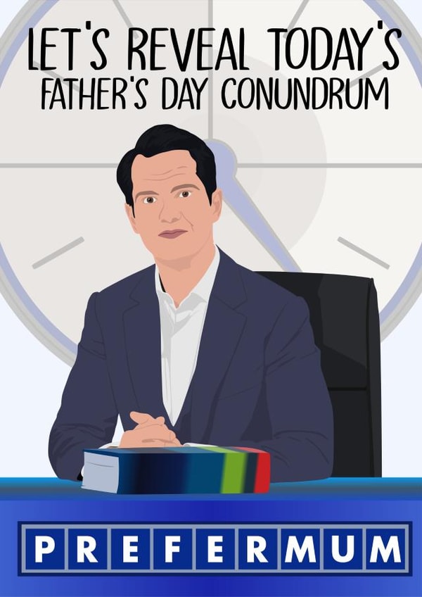 Funny Fathers Day card - 8 Out Of 10 Cats Does Countown - Jimmy carr - Let's Reveal Today's Father's Day Conundrum created by MintCards
