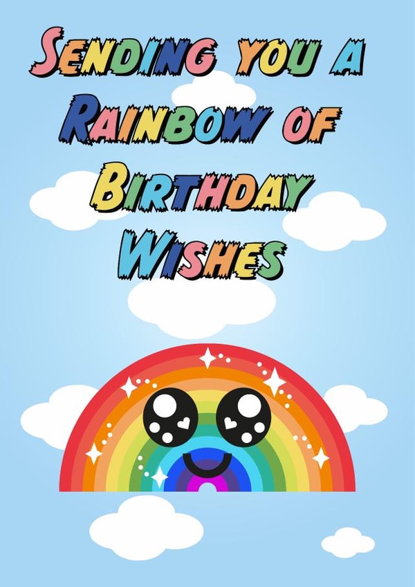 Cute Rainbow Birthday Wishes created by Babs King Design