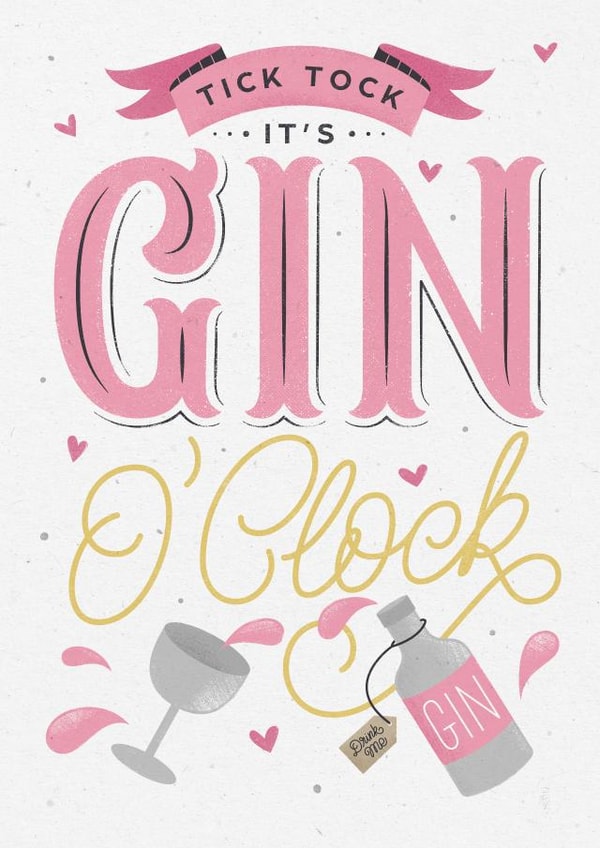 Gin o'clock birthday card created by Laura Scribbles