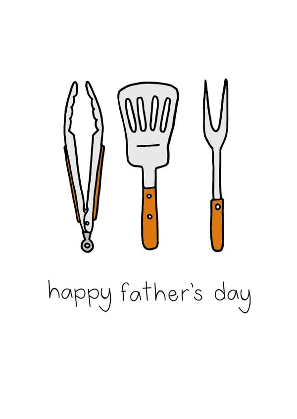 BBQ Utensils, Father's Day Card created by Liv Groves Illustration