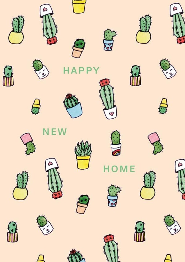 Cute Cactus New Home Card - House Plants - Happy New Home created by Zabby Allen
