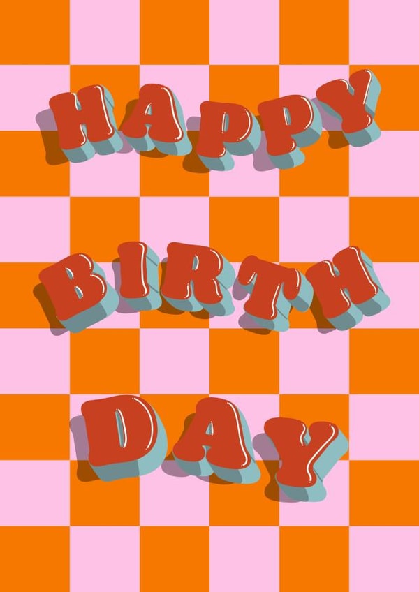 Happy Birthday Vibrant Checkerboard Card created by Robs Doodles