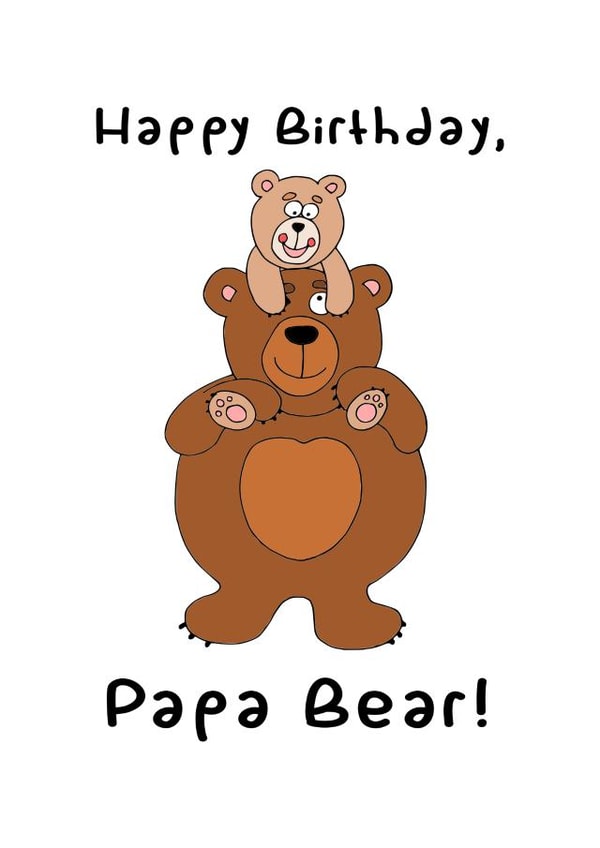 Papa bear and cub birthday card created by Wild Housecat Designs