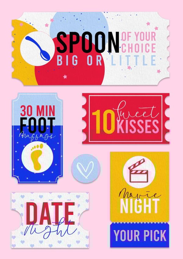 Couples Coupons Anniversary card created by Harriet Alice Fox