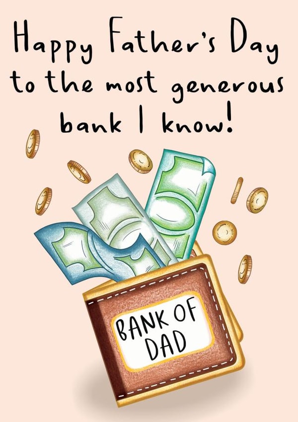 Cheeky Funny Illustrated Bank of Dad Father's Day Card created by Amy Florence Design