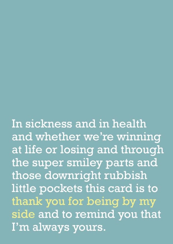 Thank You For Being By My Side: Love Card For Partner created by The Right Lines