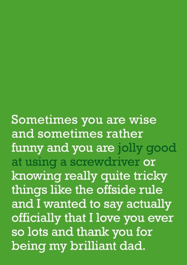 Jolly Good At Using A Screwdriver: Card for Dads created by The Right Lines