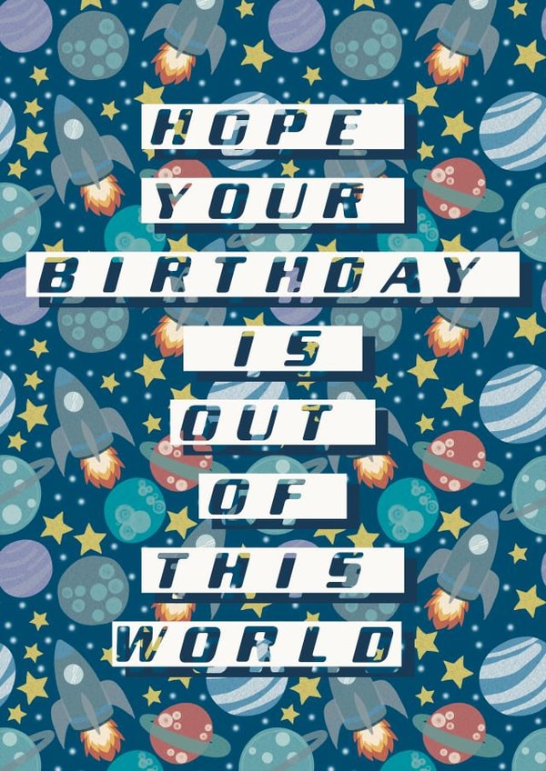Outer space birthday card created by Emma