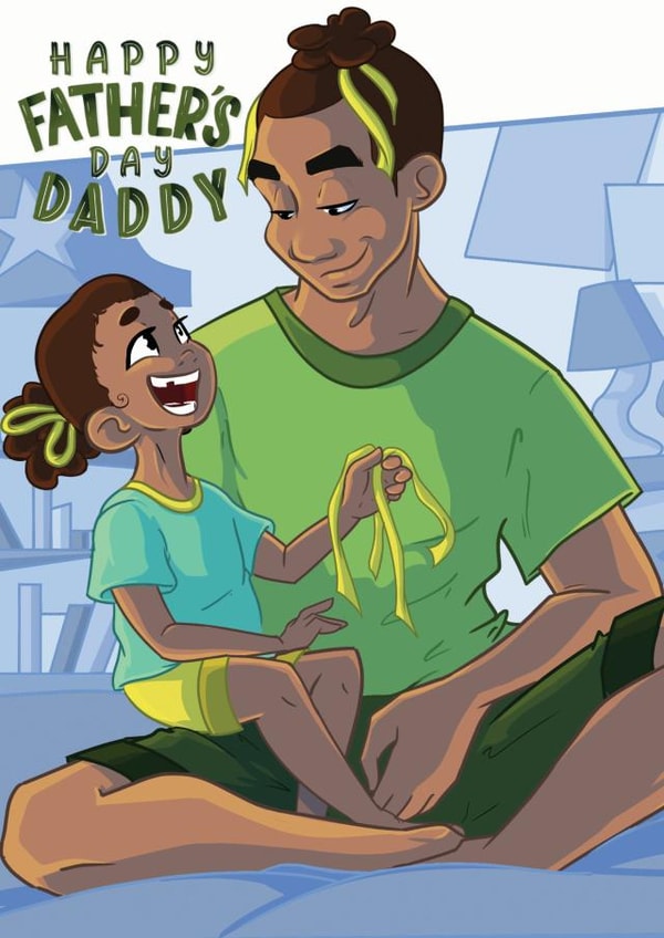 Dad and daughter play dress up Father's Day card created by InclusiviTwee