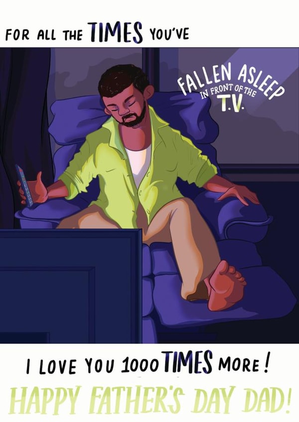 Sleeping dad Father's Day card created by InclusiviTwee