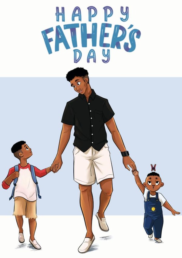 Dad and his boys Father's Day card created by InclusiviTwee