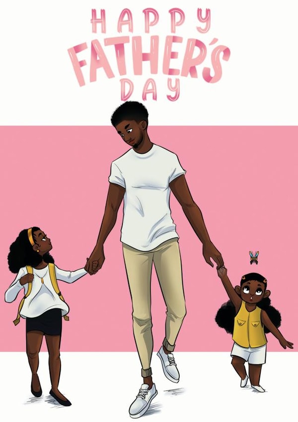 Two daughters Father's Day card created by InclusiviTwee