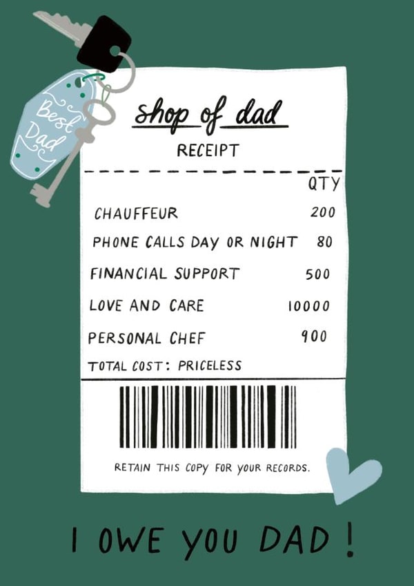 Father’s Day shop of dad receipt card  created by Jennifer Protheroe