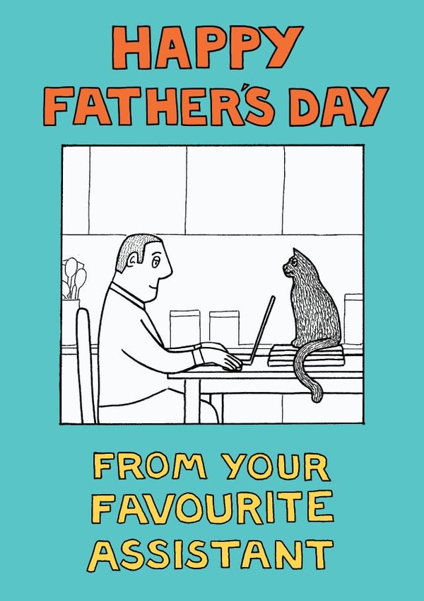 Working From Home Father's Day Card from On The Prowl  created by On The Prowl Cat Cartoons