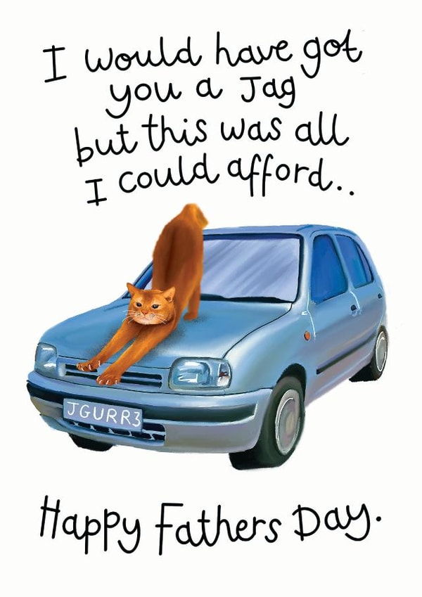 Cat Car Fathers Day Card created by Hot Dog greetings