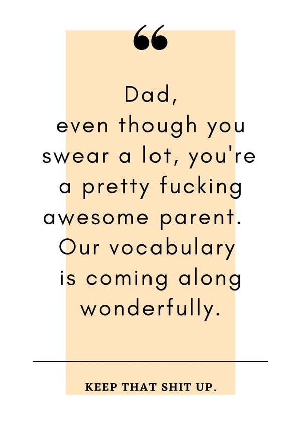 Sarcastic Father's Day Card to a Swearing Dad created by Flamingo Lingo by Jenny