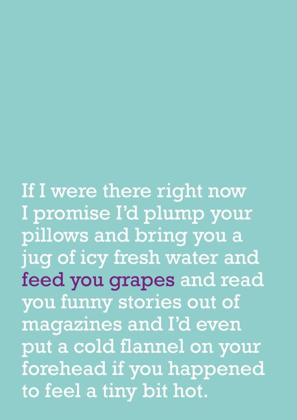 Feed You Grapes - Get Well Card - Take Care Card - Long Distance - Sympathy Card created by The Right Lines