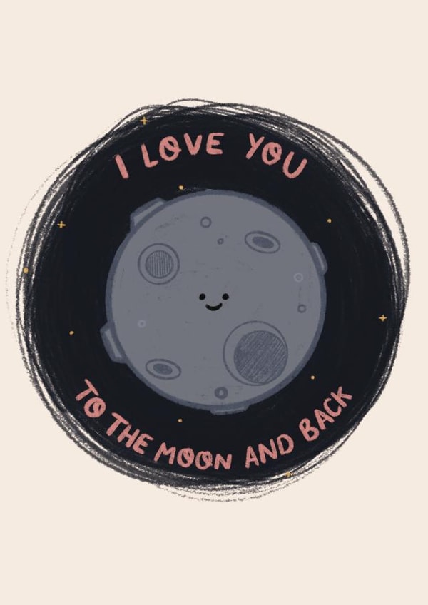 I love you to the moon and back card created by EilidhIllustrates