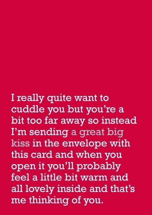 Thinking Of You Card: send 'A great big kiss' to your partner or friend created by The Right Lines
