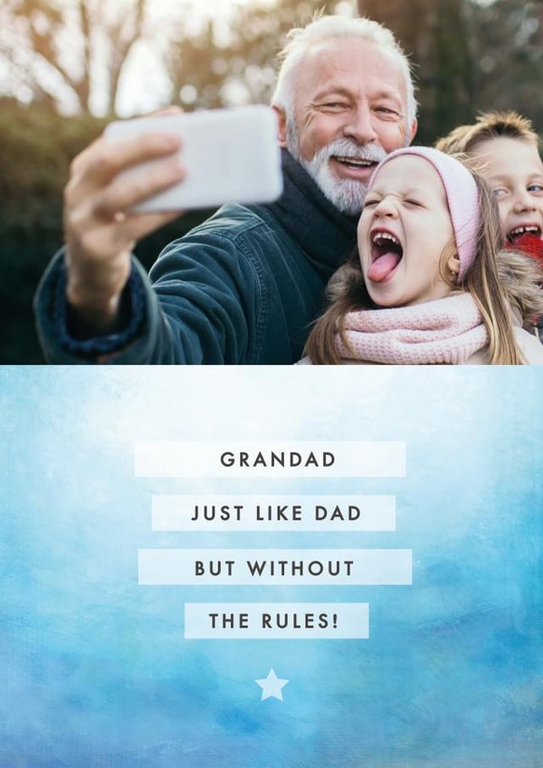 Funny Personalised Father's Day Card / Photo Card - For Grandad - Grandad Just Like A Dad Without The Rules created by Jodie Gaul & Co