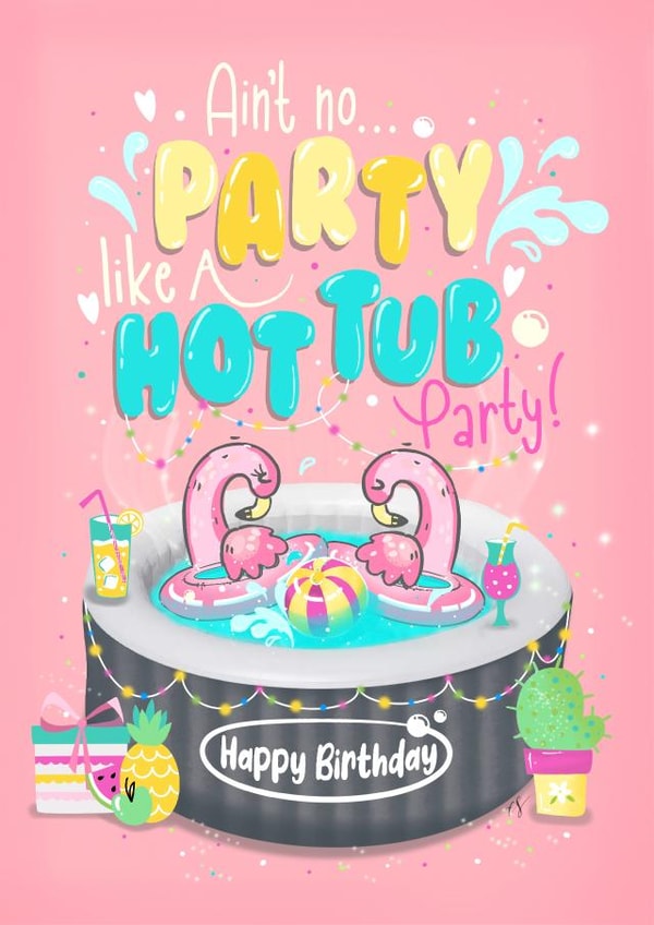 Hot Tub Pool Party Happy Birthday created by Little Cat Creates