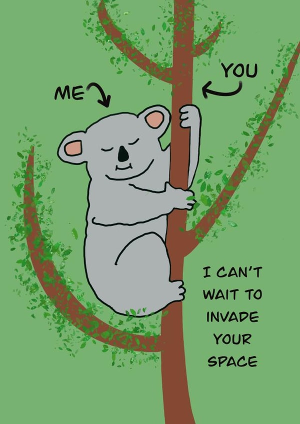 Koala social distancing card created by Ellie Aardvark