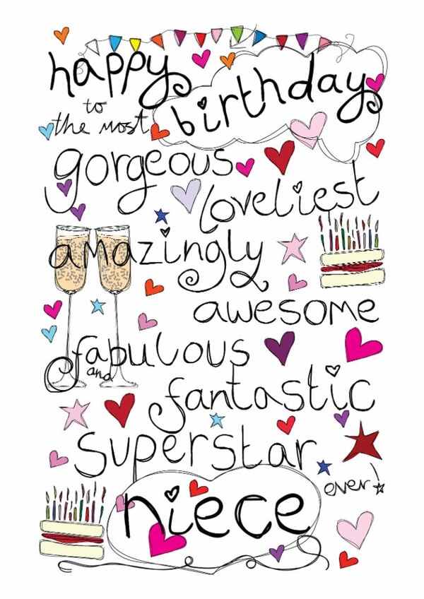 Happy Birthday Gorgeous Niece - With Love - Birthday Card created by Love and Happy Stuff