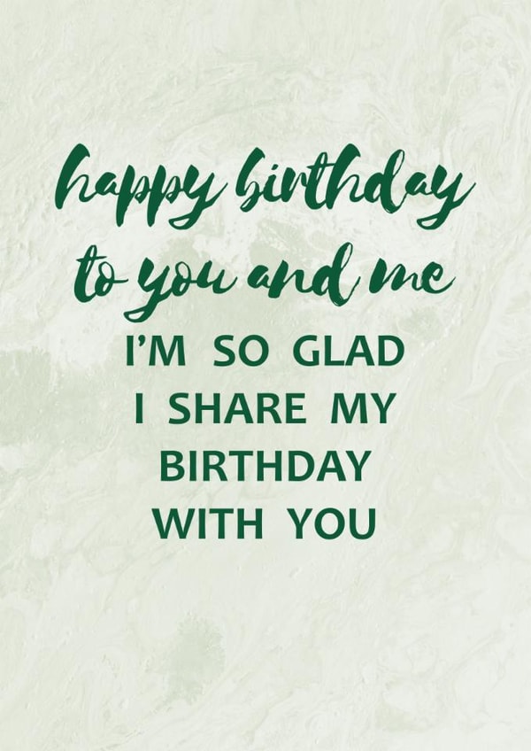 Birthday Card For Twin - Shared Birthday - Birthday Twin created by SixElevenCreations