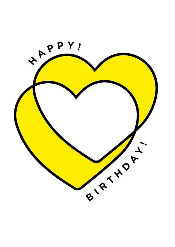 Yellow Heart Happy Birthday Card created by One Girl Studios
