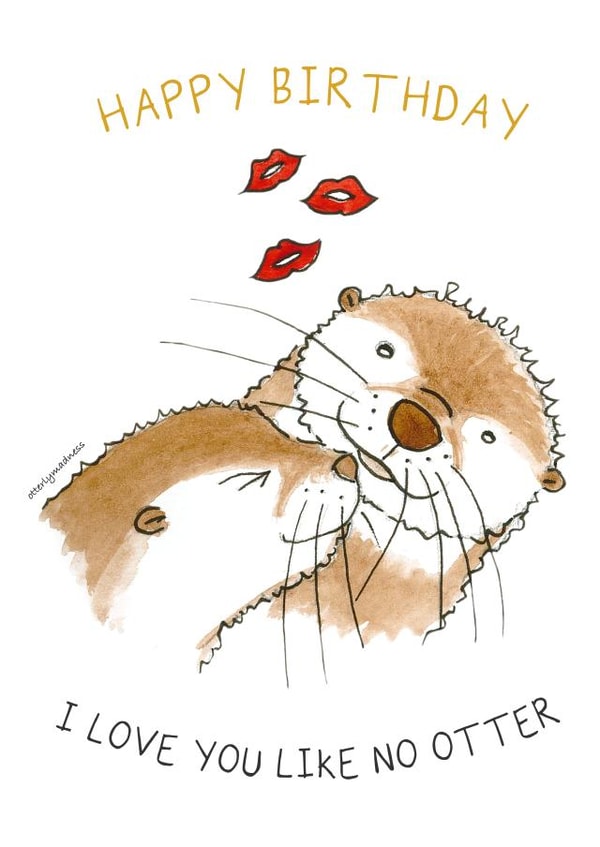 Old English Co. Otter Birthday Karte – Süß, Blanko Innen, Perfekt Für Tierliebe Freunde
