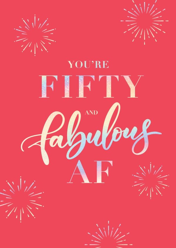 Female Adult Fifty Fabulous Birthday Card created by Emoticology Cards