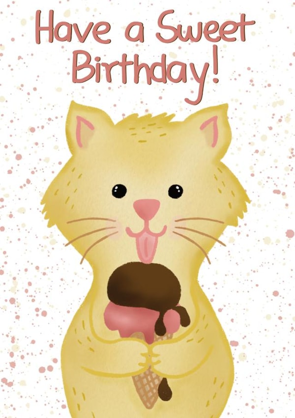 Cat with ice an cream birthday card created by Juliana Costa