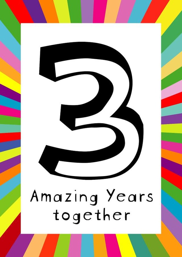Rainbow burst 3 year Anniversary Card created by size3art