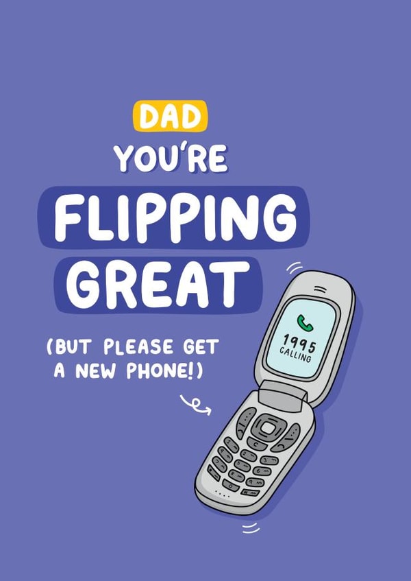 Retro Flip Phone Card for Dad created by Inky in the Wild