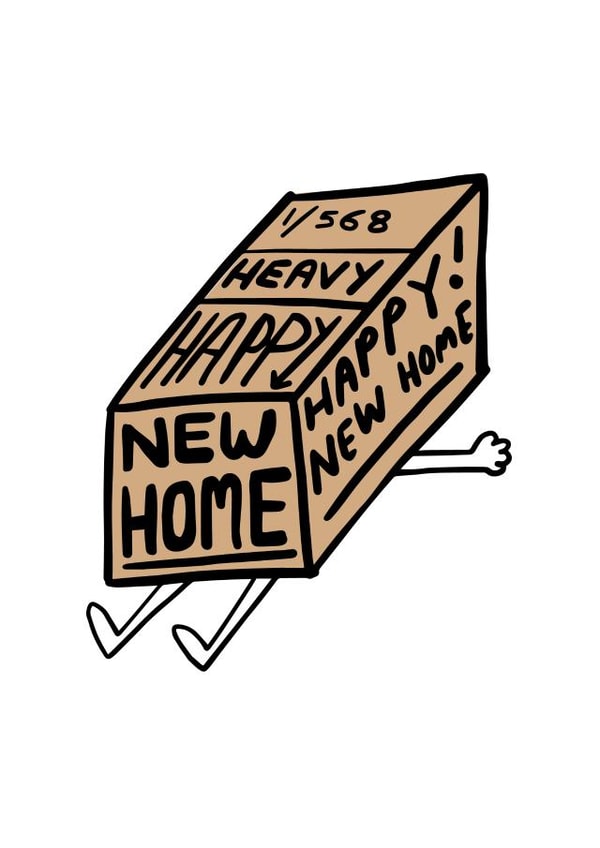 Funny Moving Box New Home Card - Heavy Box - Happy New Home created by Chloé Lawson