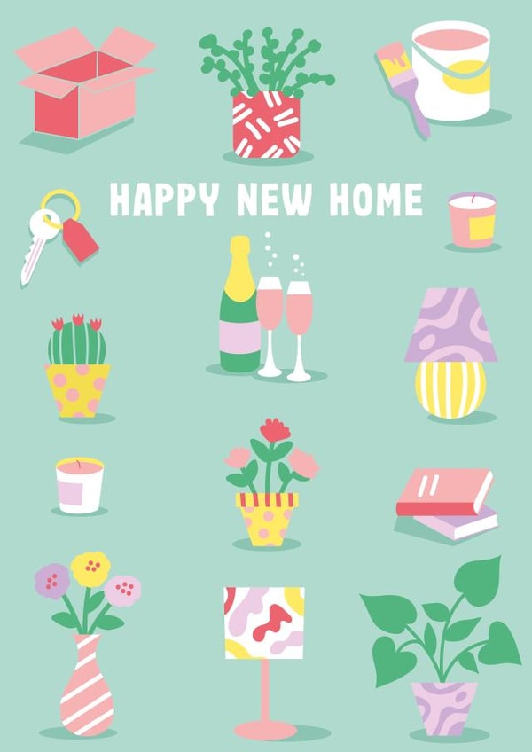 Pretty Housewarming New Home Card - Prosecco - Happy New Home created by Jessie Maeve Studio