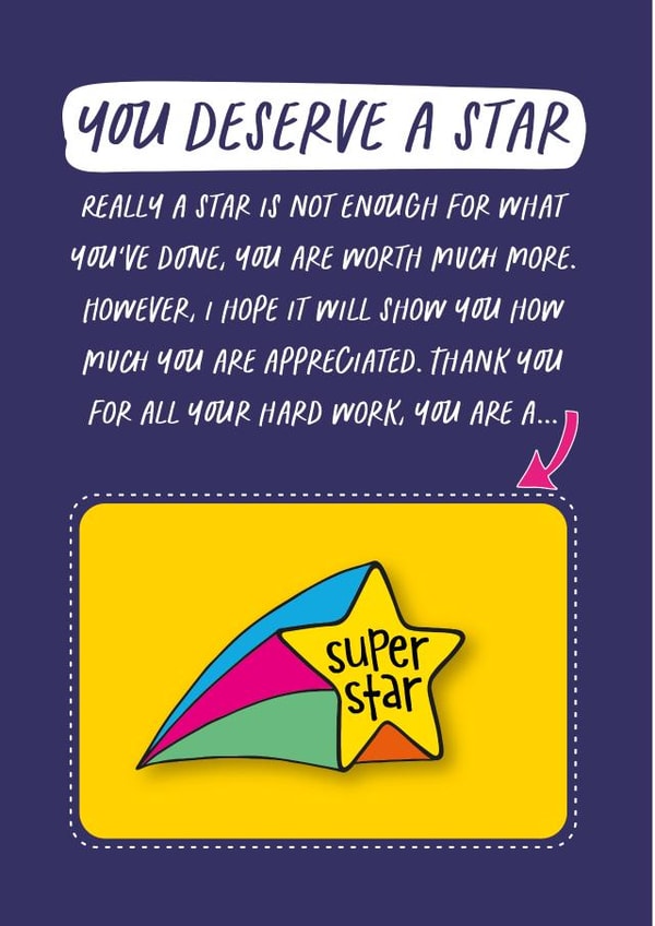 You deserve a star appreciation card created by Poppy Lane