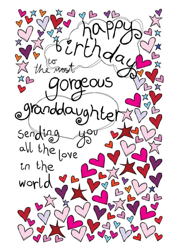 Happy Birthday Gorgeous Granddaughter - With Love - Birthday Card created by Paperlicious