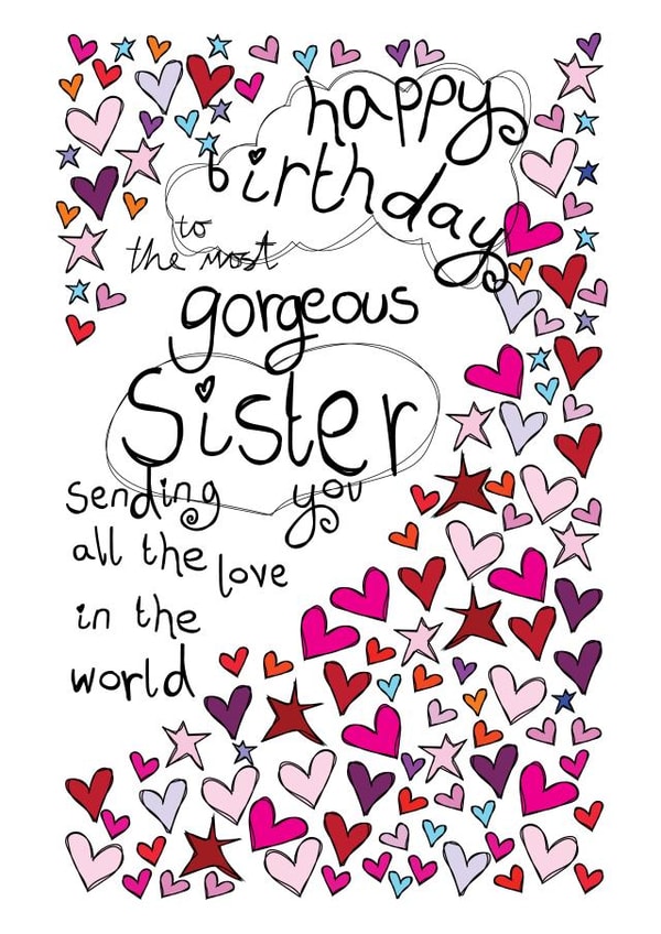 Happy Birthday Gorgeous Sister - With Love - Birthday Card created by Paperlicious