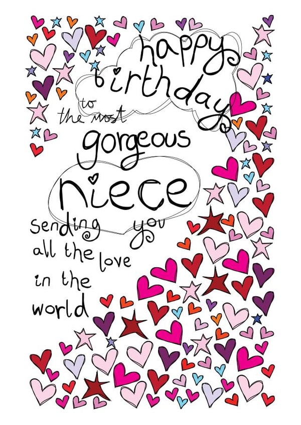 Happy Birthday Gorgeous Niece - With Love - Birthday Card created by Paperlicious