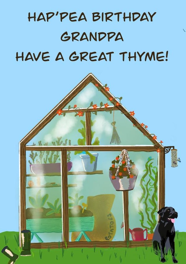 Cute pun gardening birthday card for a grandpa who loves his veg garden created by Rae of Sunshine