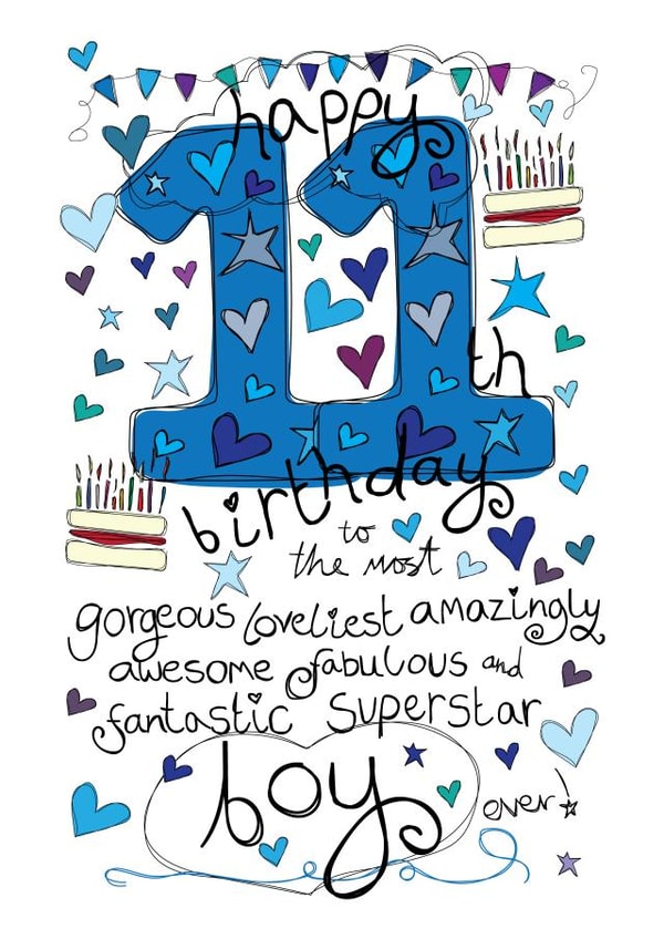 11th Birthday, Birthday Boy- With Love - Birthday Card created by Love and Happy Stuff
