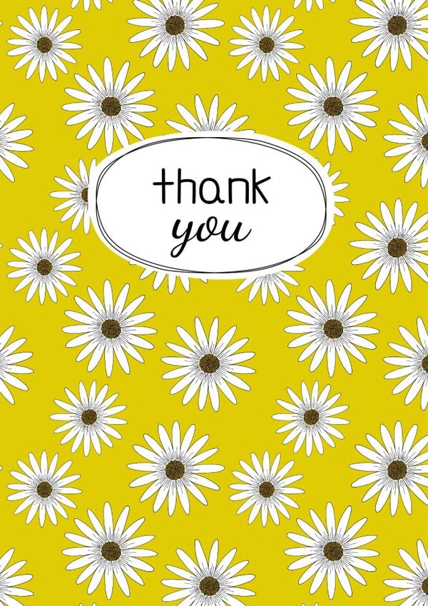 Hand drawn daisy pattern thank you card created by Gellie Design
